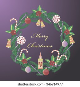 Christmas wreath. Abstract vector illustration