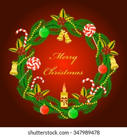 Christmas wreath. Abstract vector illustration