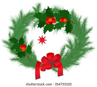 Christmas wreath with advent star.