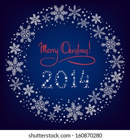 Christmas wreath background with snowflakes