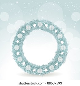 Christmas wreath background with white decorations