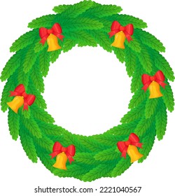 Christmas wreath with balls bows bells candy and flowers