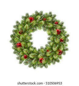 Christmas wreath with balls. Vector illustration