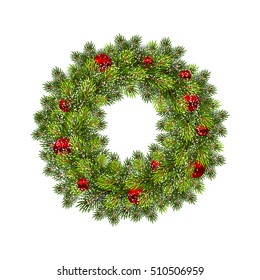 Christmas wreath with balls. Vector illustration