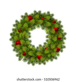 Christmas wreath with balls. Vector illustration