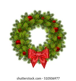 Christmas wreath with balls. Vector illustration