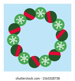 Christmas wreath for banner design. Winter season element. Banner template. Postcard, poster element. Flat simple vector icon. Retro template with christmas wreath for celebration design