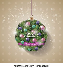 Christmas wreath. Christmas Banner. Vector Illustration.