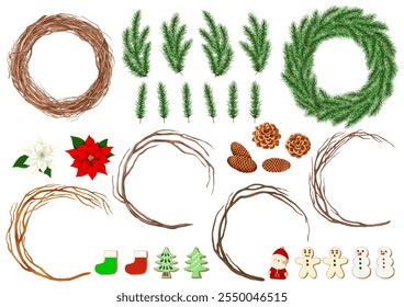 Christmas wreath base and decoration set fir tree dead tree ring