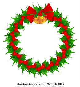 Christmas wreath and bell vector