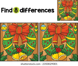 Christmas Wreath with Bells Find The Differences