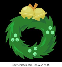 Christmas wreath with bells vector illustration