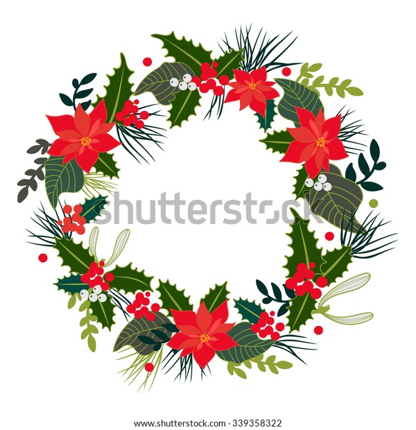 Download Christmas Wreath Christmas Berries Wreath Illustration Stock Vector Royalty Free 339358322 PSD Mockup Templates