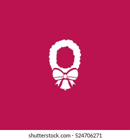 Christmas wreath with bow and bell icon illustration isolated vector, can be used for web and mobile design