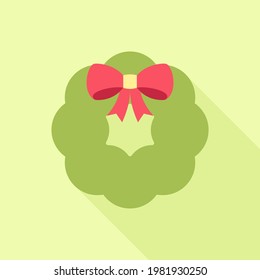 Christmas wreath with bow icon logo design. Simple flat clip art element vector illustration.