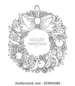 holly wreath coloring pages