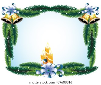 Christmas wreath with bows, candles and bells