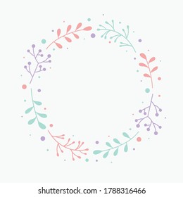 Christmas wreath with branches of mistletoe. Empty Xmas greeting card. Vector