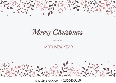 Christmas wreath with branches of mistletoe. Xmas greeting card. Vector
