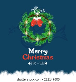 Christmas wreath with calligraphic and typographic design