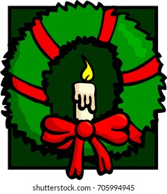 Christmas wreath with candle