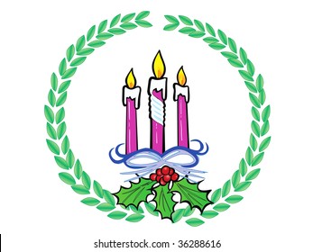 Christmas Wreath with Candles in vector format