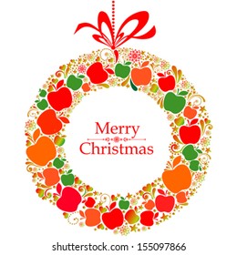 Christmas wreath card template. Vector illustration