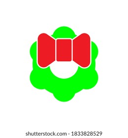 Christmas Wreath color Icon, Flat Design