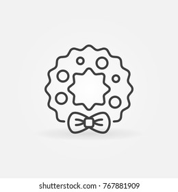 Christmas wreath concept vector icon or symbol in thin line style