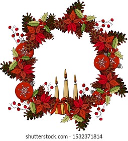 
Christmas wreath of cones and a flower, berries