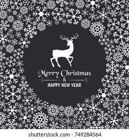 Christmas wreath consisting of a scattering of snowflakes.