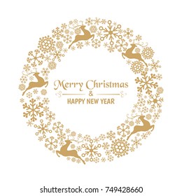 Christmas wreath consisting of a scattering of snowflakes.