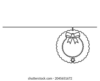 Christmas wreath continuous one line drawing