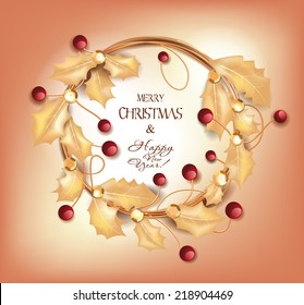 Christmas wreath with cranberries and sequins