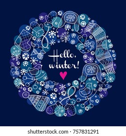 Christmas wreath. Cute winter motif.