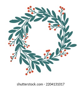 Hand drawn vector winter floral elements. Winter branches and