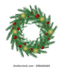 Christmas wreath, decor. Vector illustration