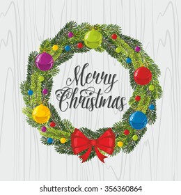 Christmas wreath decoration Christmas balls and bows