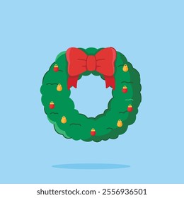 christmas wreath decoration in flat style, suitable for posters and web icons