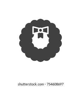 Christmas wreath decoration icon vector, filled flat sign, solid pictogram isolated on white. Symbol, logo illustration.