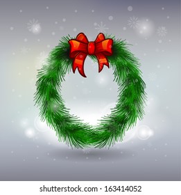 Christmas wreath with decoration. merry christmas card 