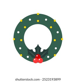 Christmas wreath decorations in various variations, digital art illustrations.