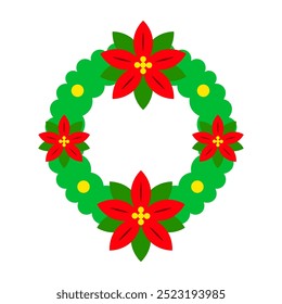 Christmas wreath decorations in various variations, digital art illustrations.