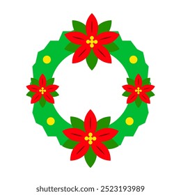 Christmas wreath decorations in various variations, digital art illustrations.