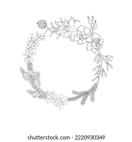 Christmas Wreath. Decorative Winter Frame. Vector.