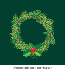 Christmas wreath design background. Merry Christmas and Happy new year 2021