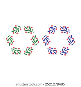 Christmas Wreath Design Elements Collection Vector isolated on White
