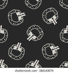 Christmas wreath doodle seamless pattern background