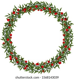 Christmas wreath element created in vector. Vector layout with copy space. 