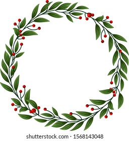 Christmas wreath element created in vector. Vector layout with copy space. 